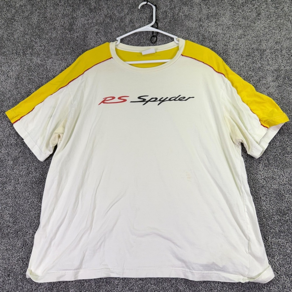 Porsche Design RS Spyder Shirt Mens 2XL White Yellow Racing Graphic Tee